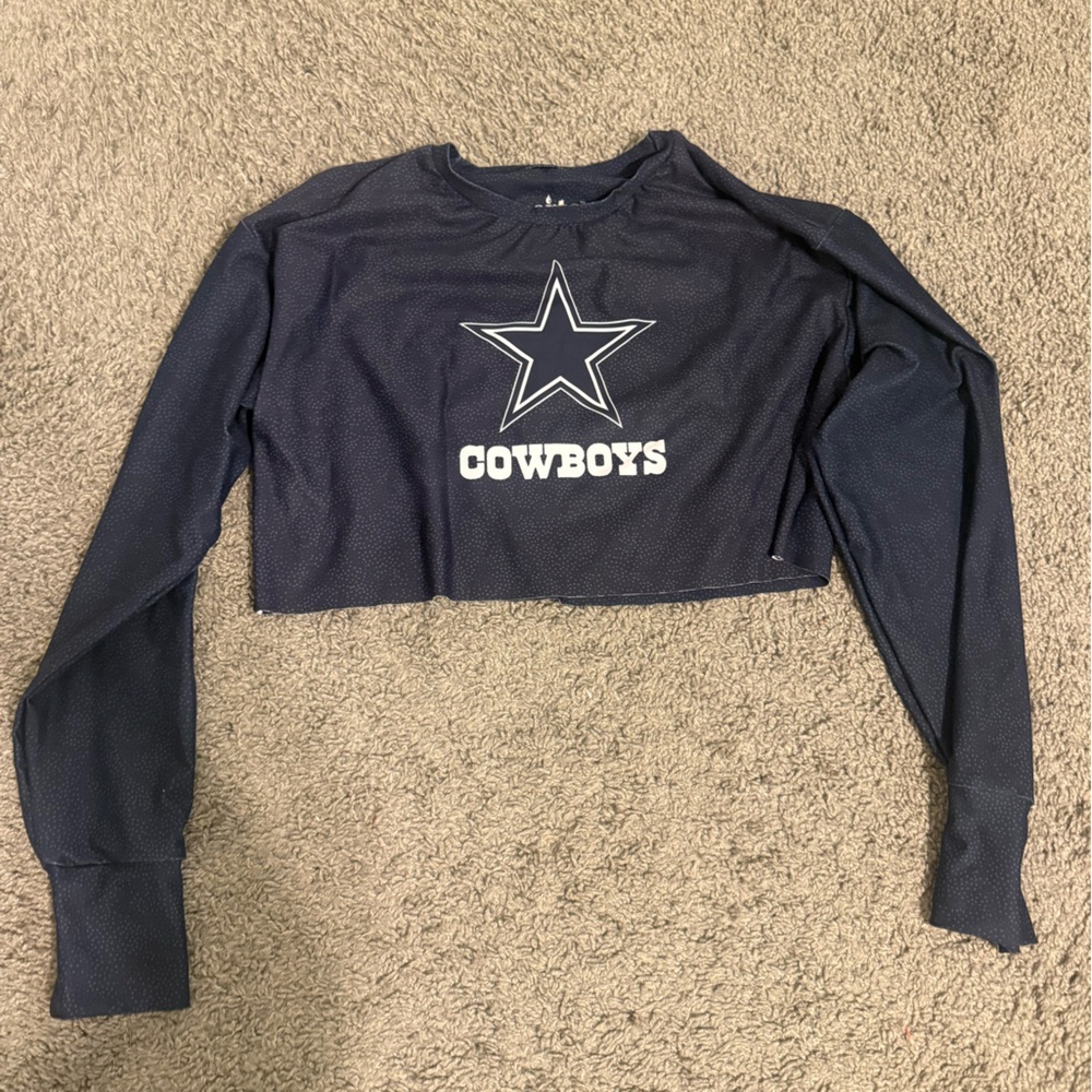 Dallas Cowboys Navy Long Sleeve Crop Shirt